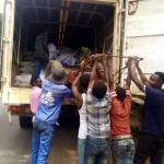 Chargement du matériel de construction