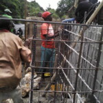 Construction d'une culée d'accès au pont